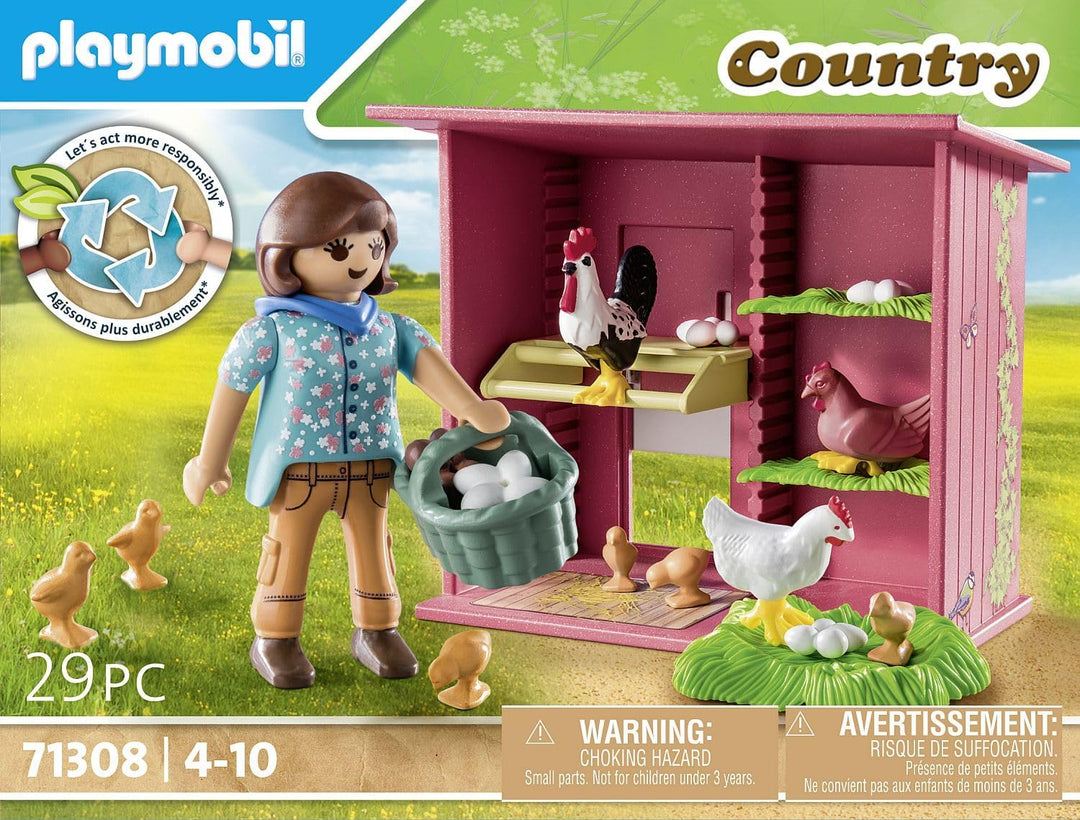 Playmobil 71308 Country Hen House, eine farbenfrohe Hühnerfamilie für Ihren Bauernhof – Kap