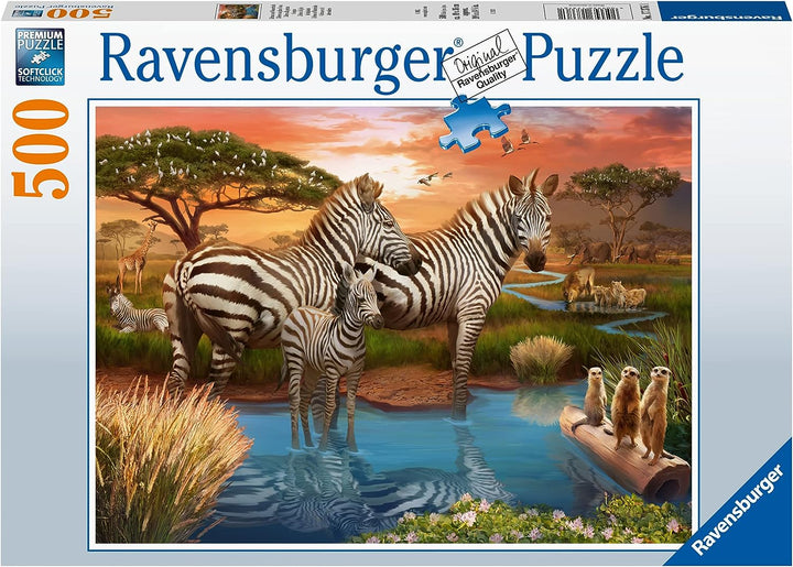 Ravensburger 17376 Zebras at The Watering Hole 500-teiliges Puzzle für Erwachsene