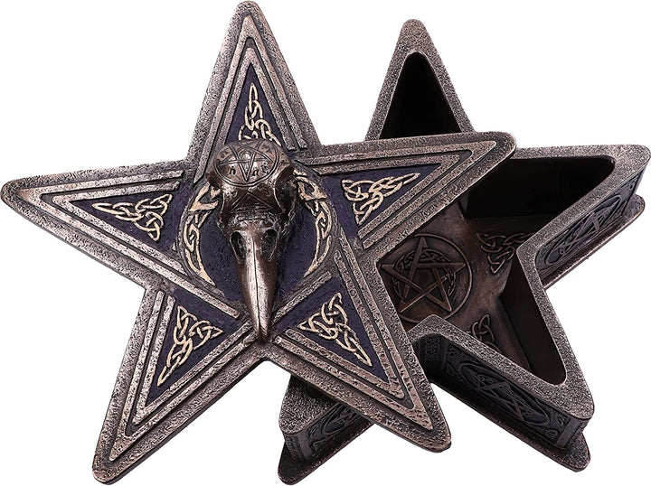 Nemesis Now Pentagramm-Raben-Box, 16,5 cm, Bronze