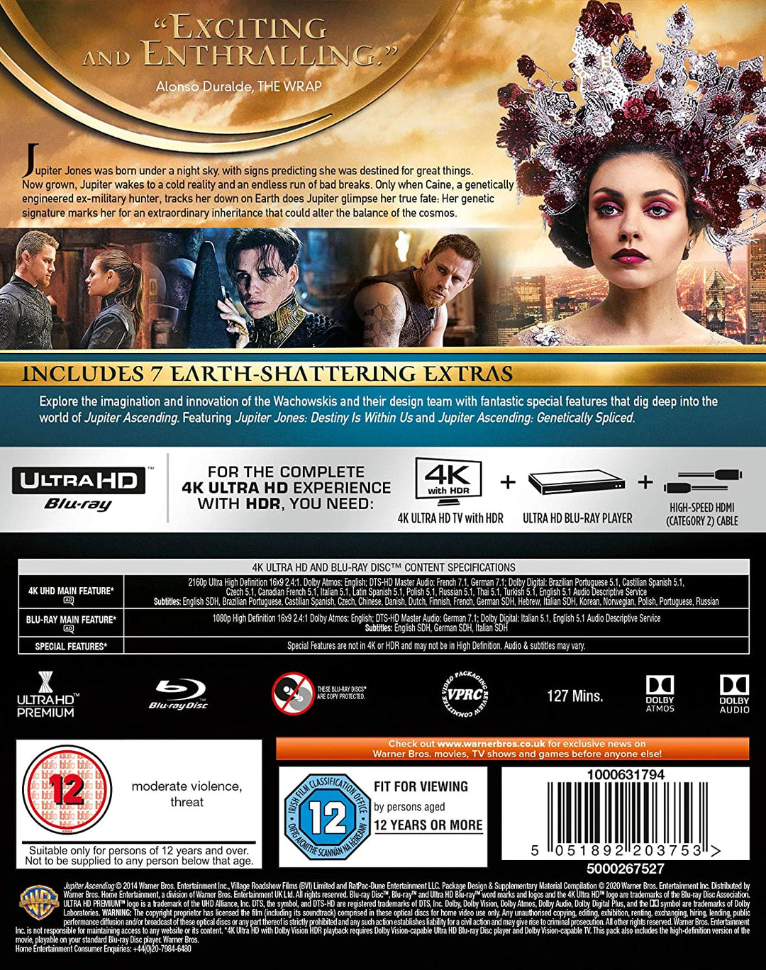 Jupiter Ascending [4K Ultra HD] [2015] [2016] – Science-Fiction/Action [Blu-ray]