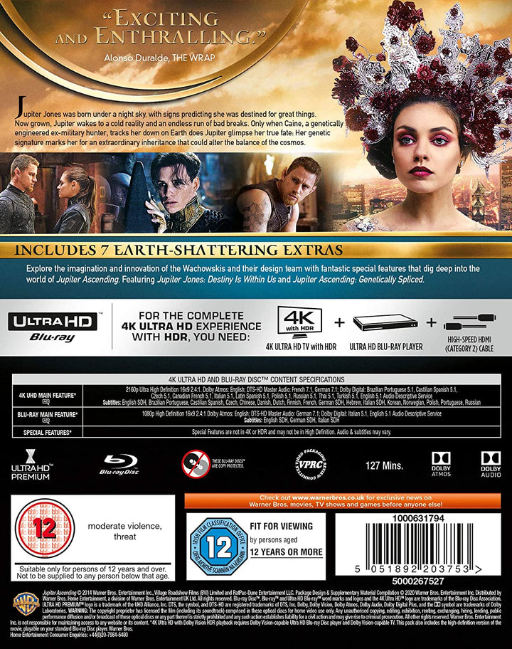 Jupiter Ascending [4K Ultra HD] [2015] [2016] – Science-Fiction/Action [Blu-ray]