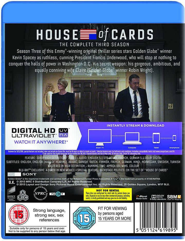 House of Cards – Staffel 3 [Region Free] – Drama [Blu-Ray]