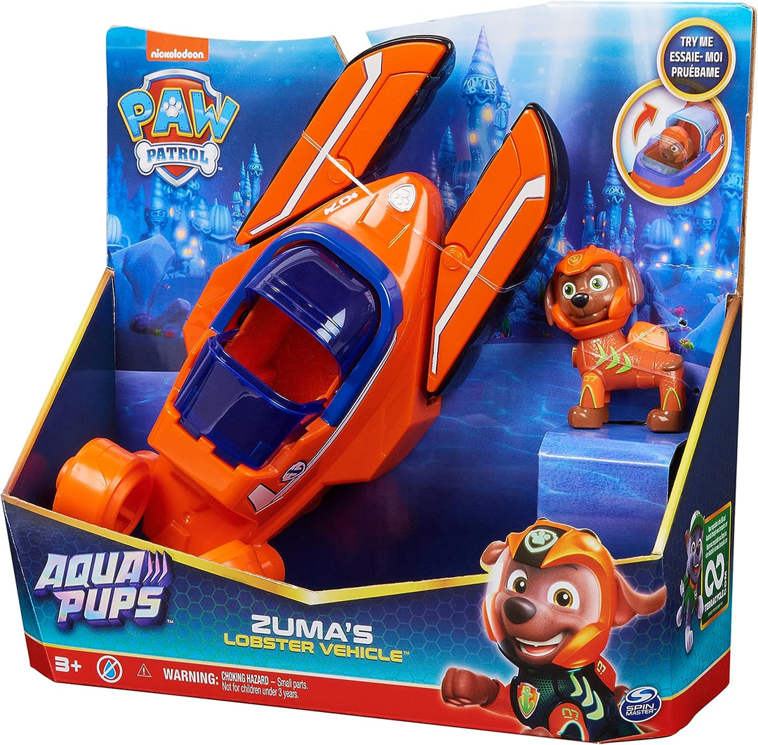 Paw Patrol Aqua Pups Zuma verwandelndes Hummerfahrzeug mit Sammelaktion F