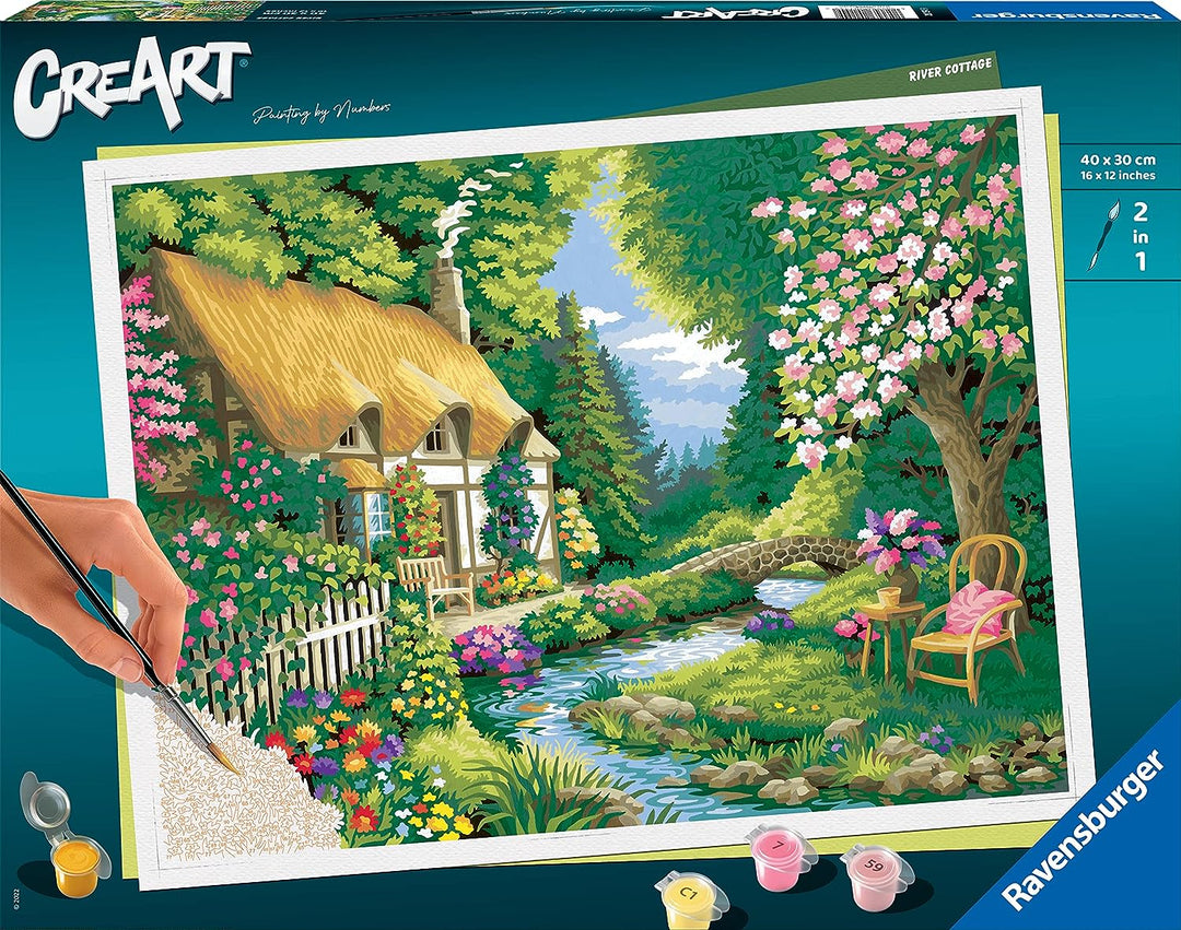 Ravensburger CreArt River Cottage-Nummern für Erwachsene und Kinder ab 12 Jahren –