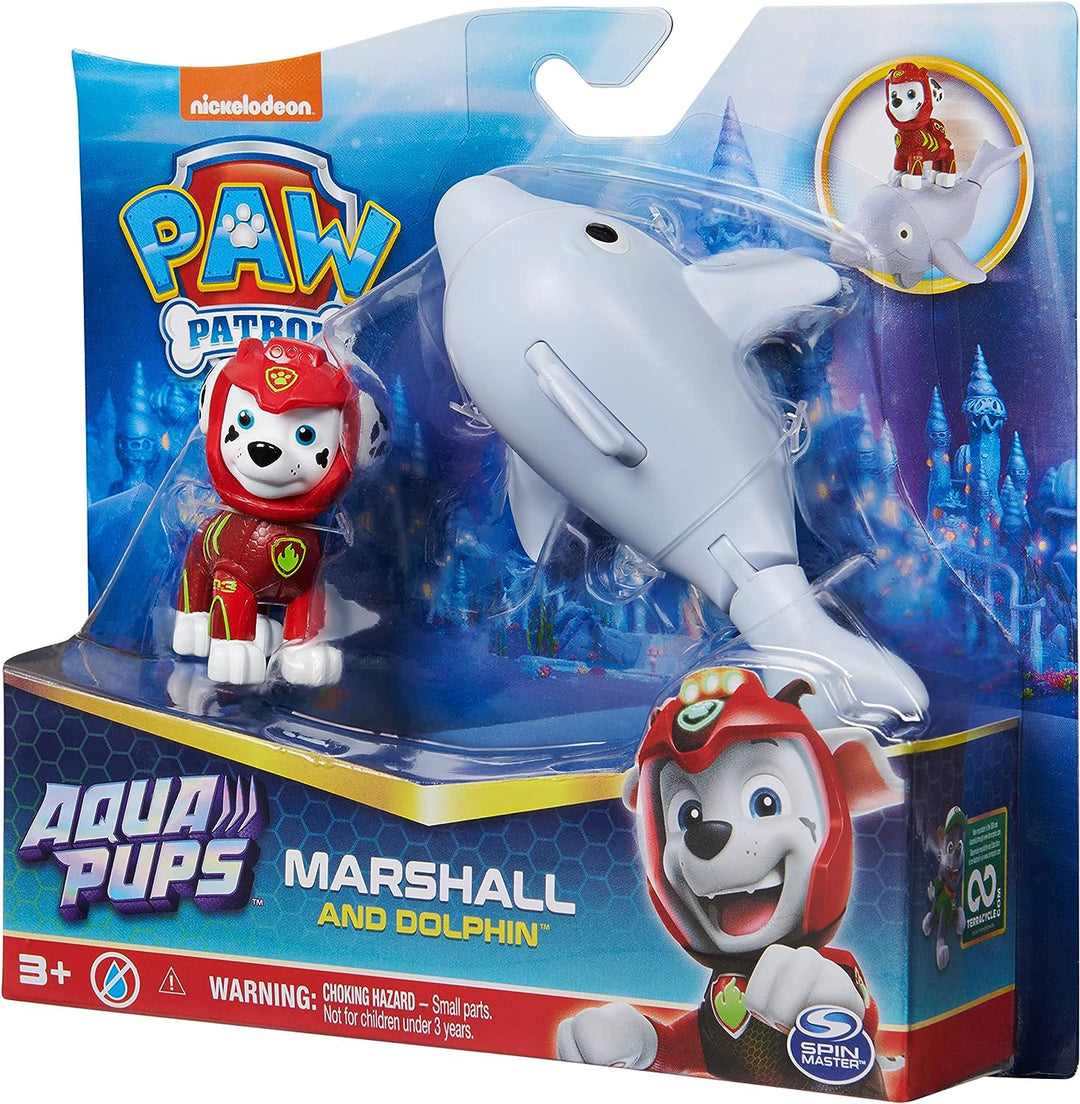 Paw Patrol, Aqua Pups Marshall und Dolphin Actionfiguren-Set, Kinderspielzeug für Ag