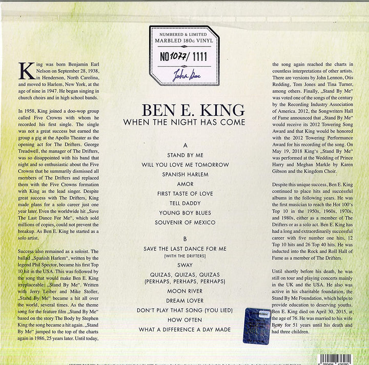 Ben E. King – When The Night Has Come [VINYL]