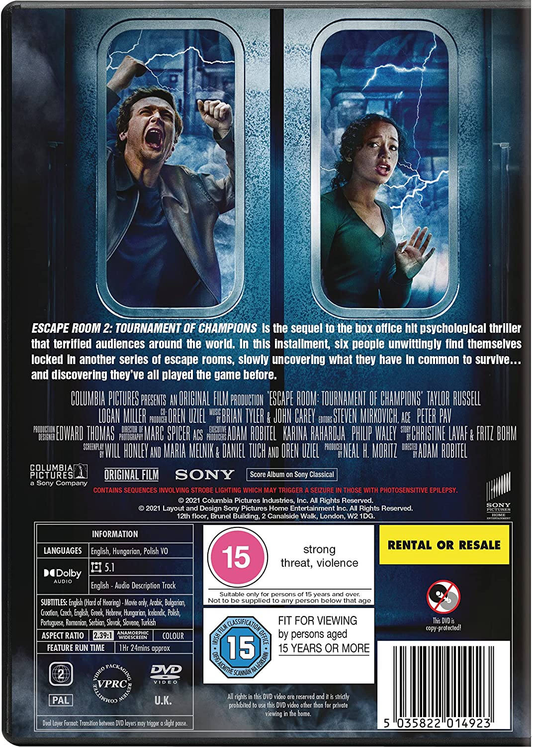 Escape Room 2: Tournament Of Champions – Thriller/Psycho-Horror [DVD]