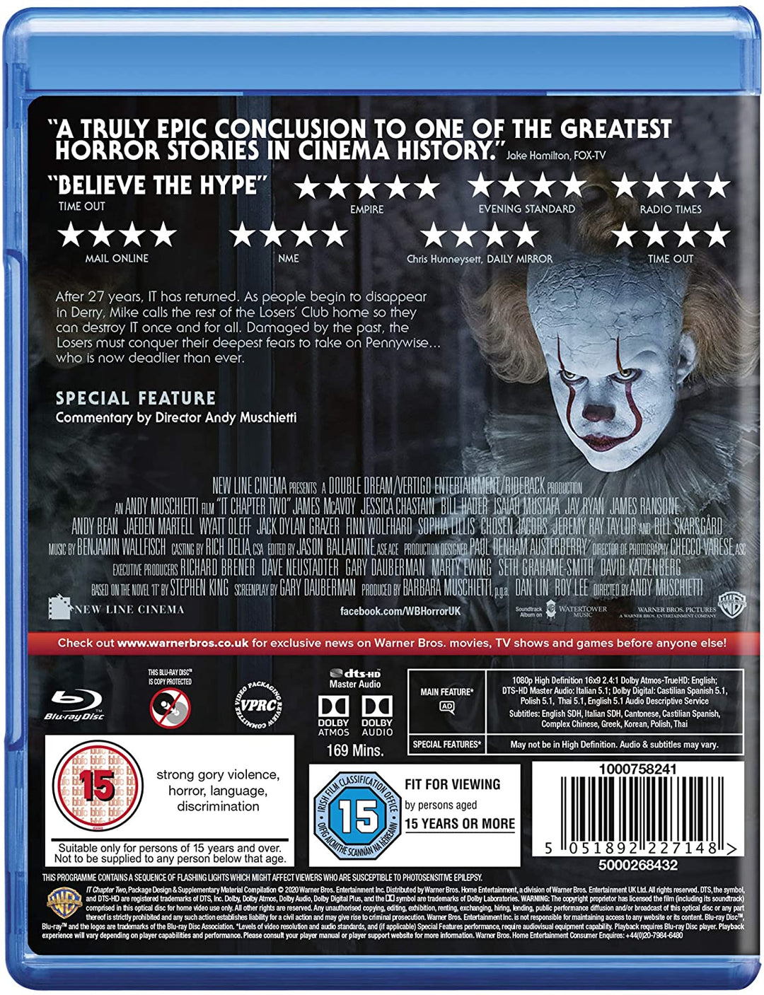 IT Chapter Two [2019] [2019] [2020] [Region Free] – Horror/Thriller [Blu-ray]