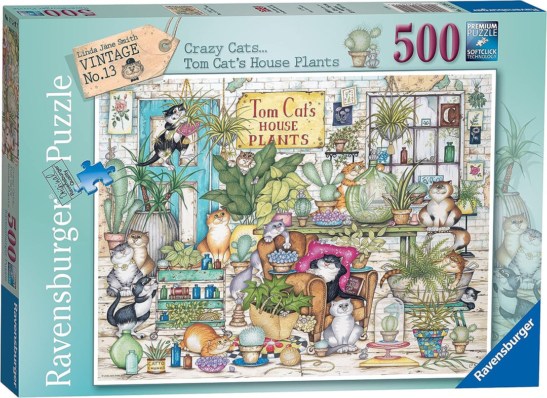 Ravensburger Crazy Cats – Tom Cat's House Plants 500-teiliges Puzzle für Adu