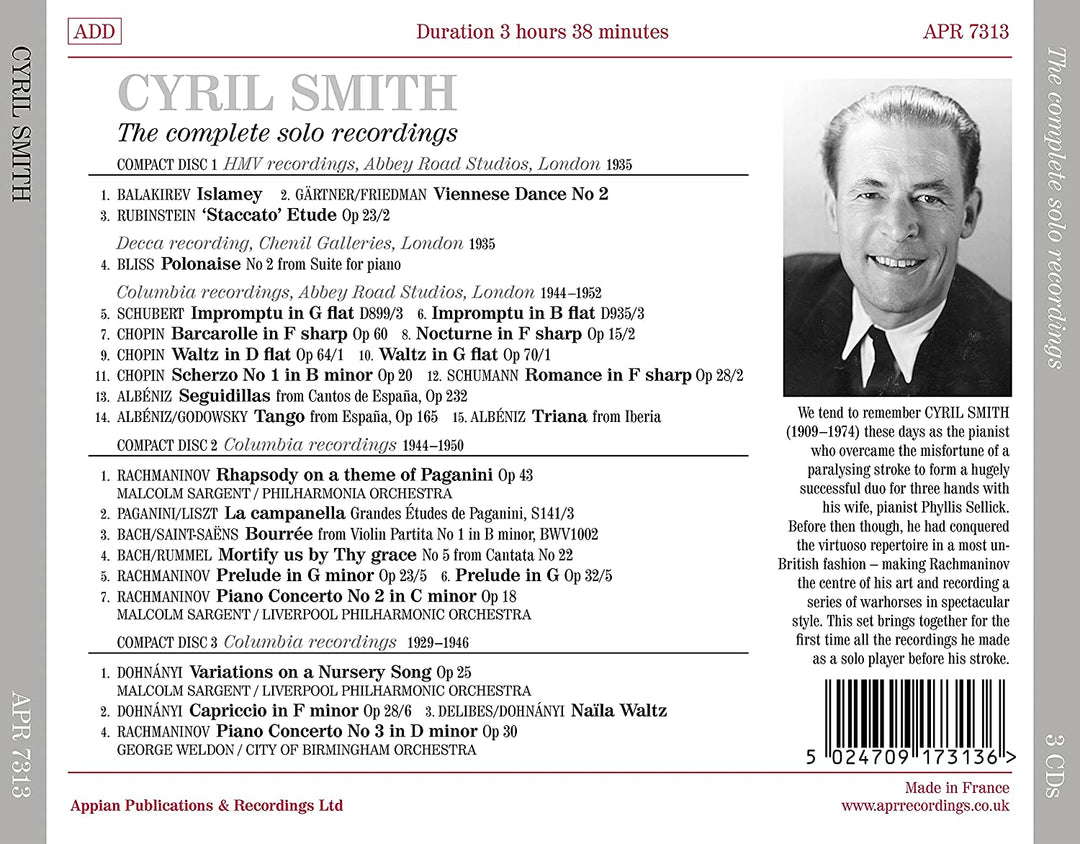 Cyril Smith: Solo Recordings [Cyril Smith] [Apr: APR 7313] [Audio CD]