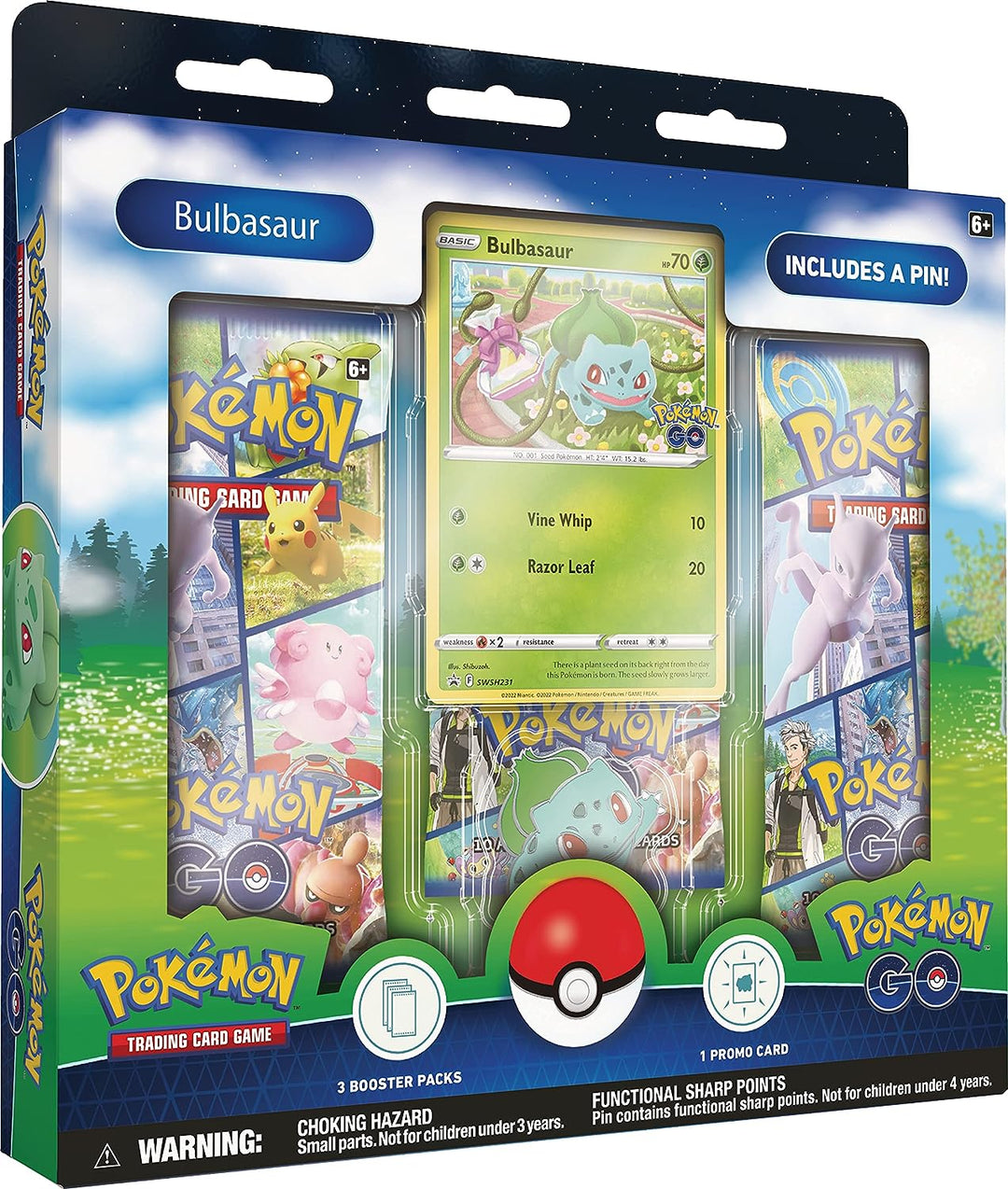 Pokémon TCG: Pokémon GO Pin-Sammlung – Bulbasaur (1 Folien-Promokarte, 1 Sammelkarte).