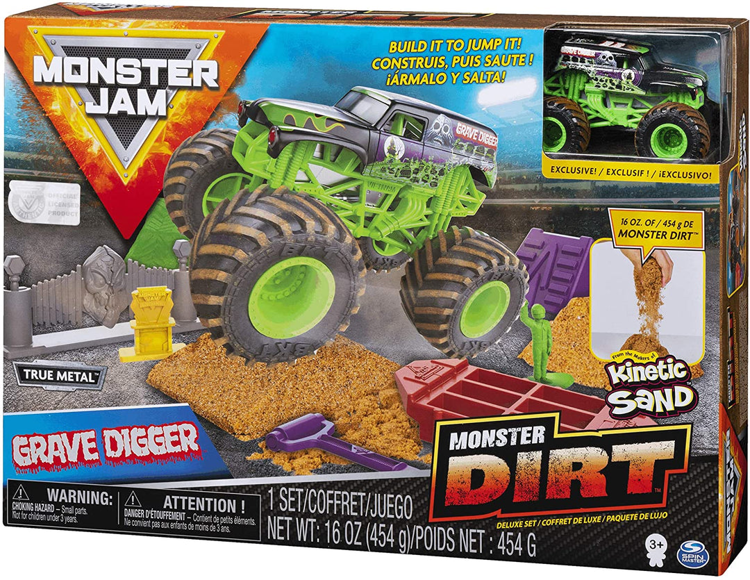 Monster Jam Monster Dirt Deluxe Set, comprenant 16 oz de Monster Dirt et un camion Monster Jam officiel moulé sous pression à l&#39;échelle 1:64