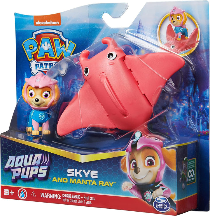 Paw Patrol, Aqua Pups Skye und Manta Ray Actionfiguren-Set, Kinderspielzeug für alle Altersgruppen