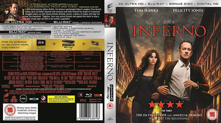 Inferno (4K Ultra HD Bonus Disc) [2016] [Region] – Mystery/Thriller [Blu-Ray]