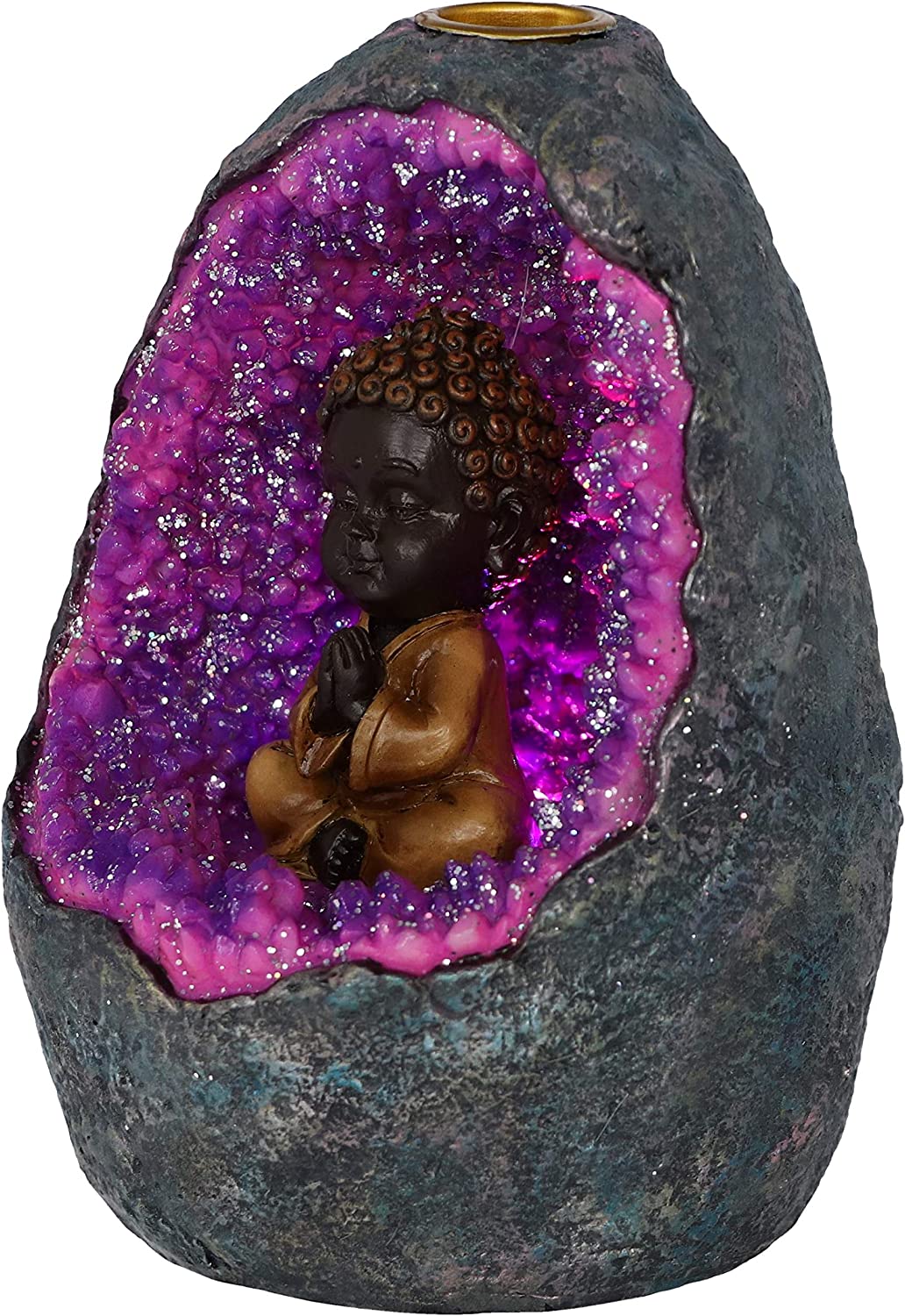 Zen Geode Baby Buddha Kristall-Rückfluss-Räuchergefäß