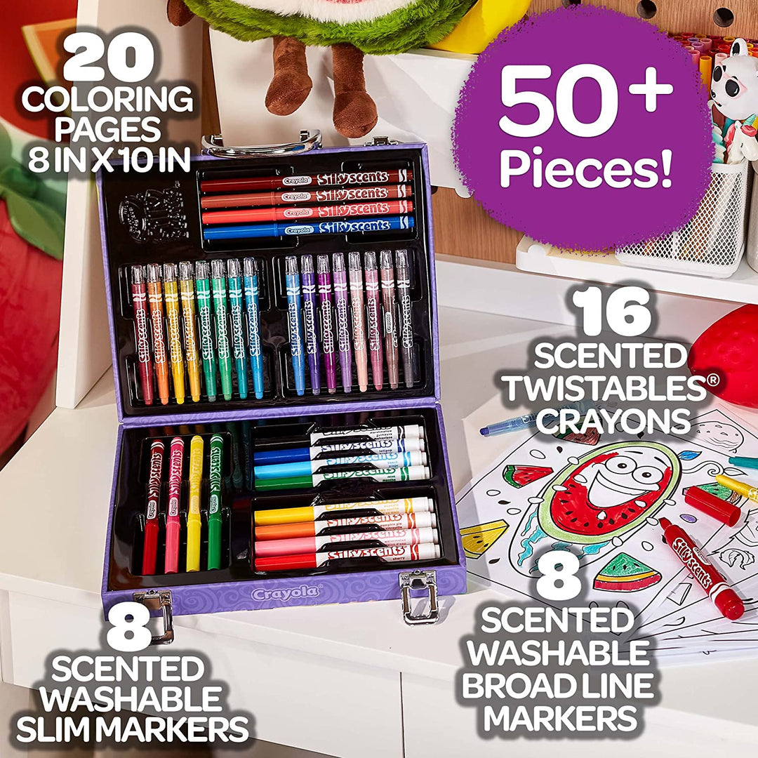 Crayola Silly Scents Mini Art Kit - Washable Scented Markers Crayons Smelly Pens 50+ Pieces