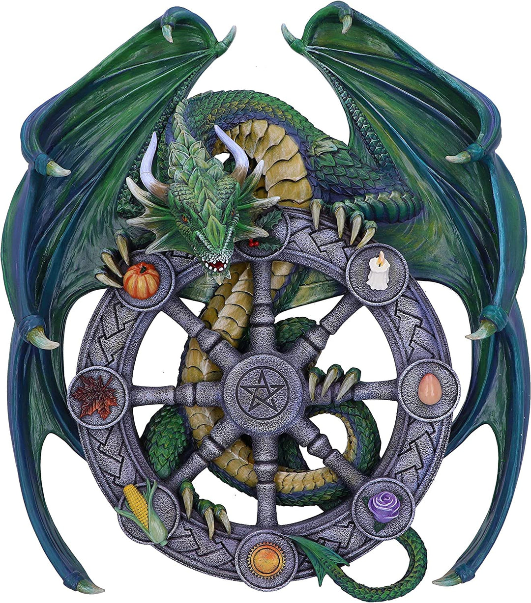 Nemesis Now Anne Stokes Magical Dragon Pagan Wheel of the Year Wandschild, Gree