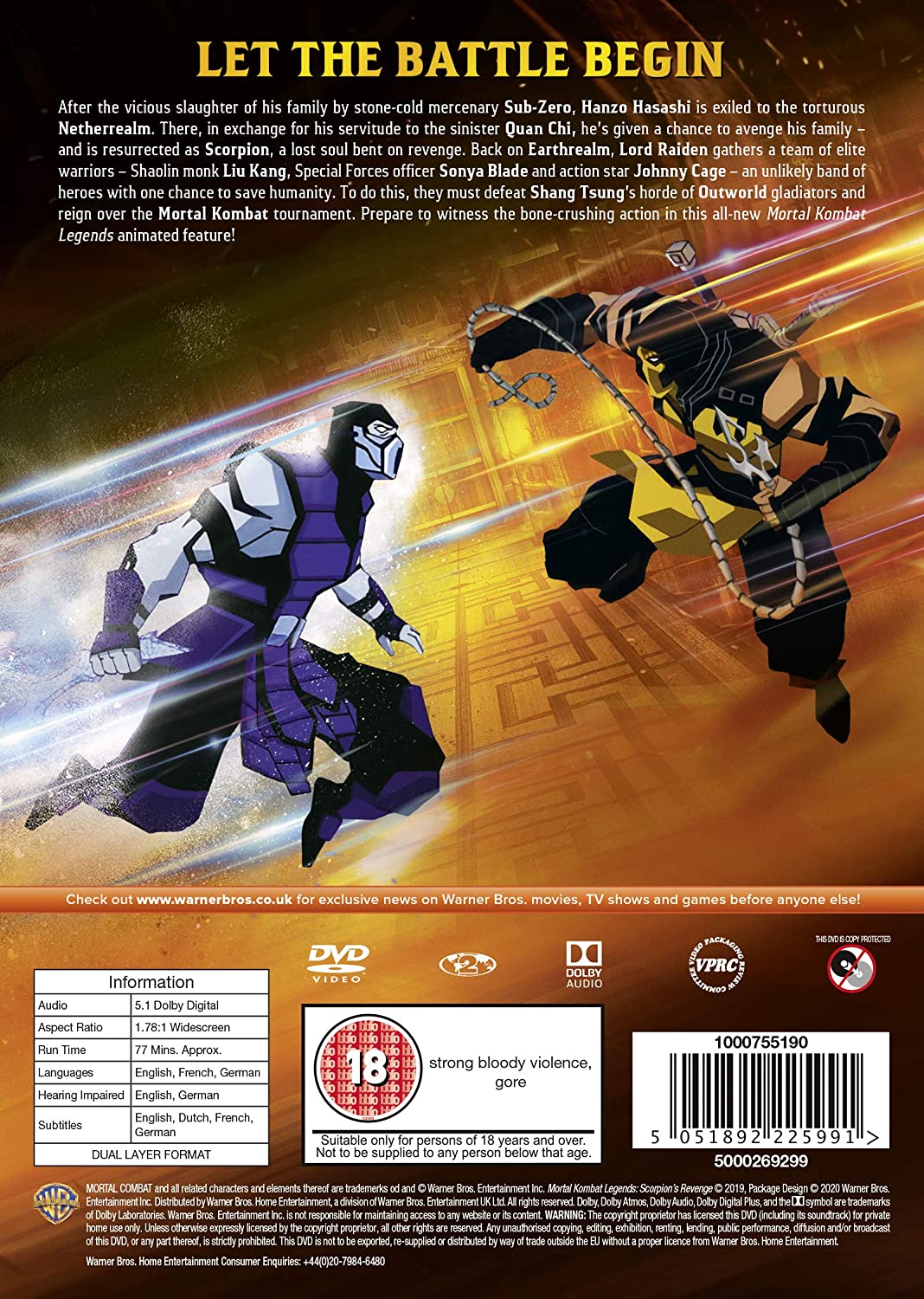 Mortal Kombat Legends: Scorpion's Revenge [2020] – Kampfsport [DVD]