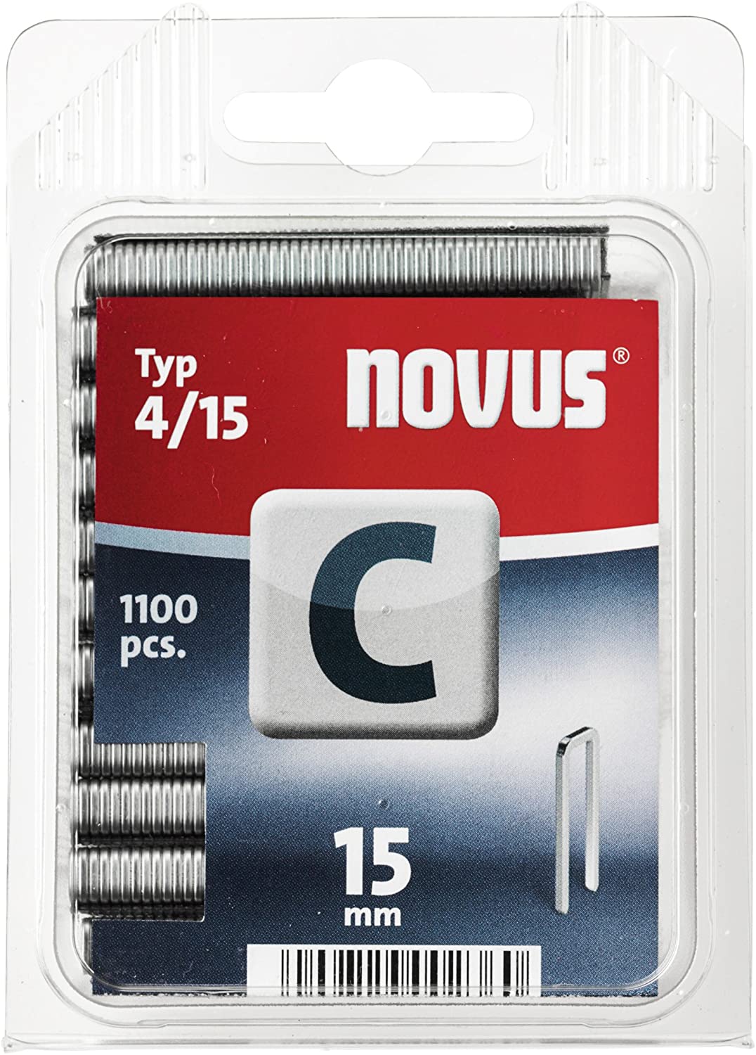 Novus C 4/4 Schmale Kronenklammern, Blister verpackt mit 1100 Klammern 12, ideale Buchmitte zum Befestigen von Hölzern und MDF-Platten, 042-0390