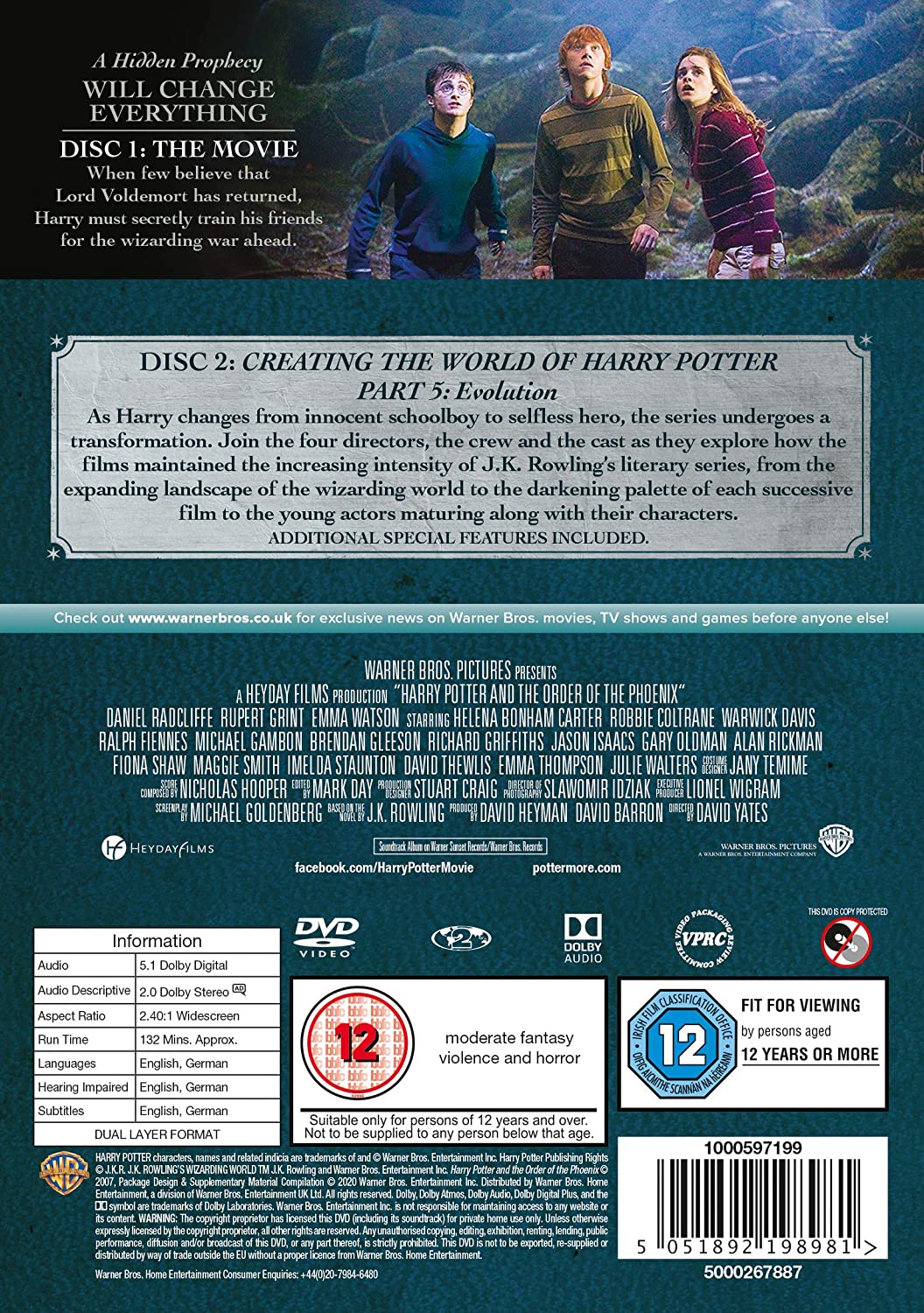 Harry Potter und der Orden des Phönix [Jahr 5] [2016 Edition 2 Disk] [2007] [DVD]