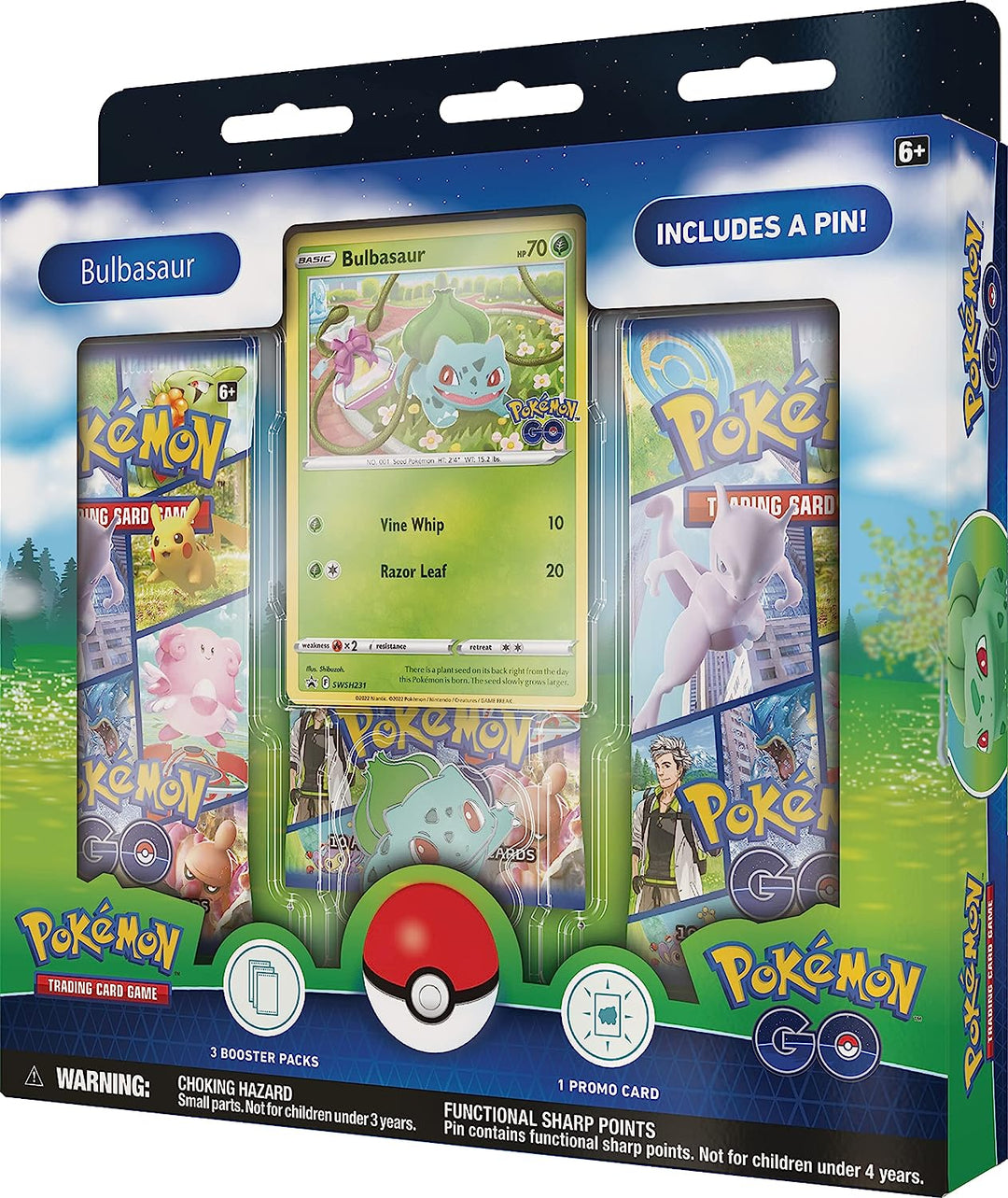 Pokémon TCG: Pokémon GO Pin-Sammlung – Bulbasaur (1 Folien-Promokarte, 1 Sammelkarte).