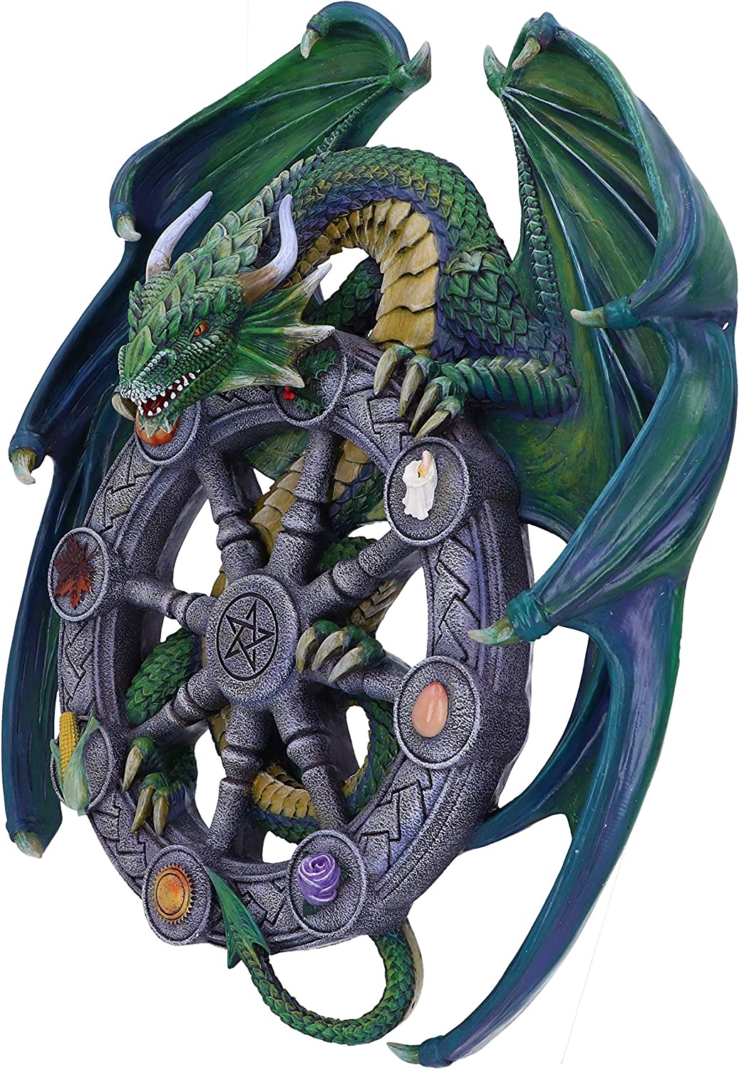 Nemesis Now Anne Stokes Magical Dragon Pagan Wheel of The Year Wall Plaque, Gree