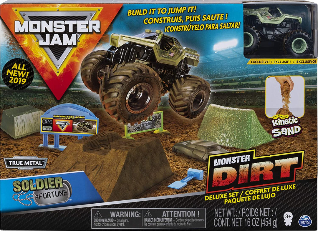 Monster Jam Monster Dirt Deluxe Set, con 16 once di Monster Dirt e Monster Jam Truck pressofuso ufficiale in scala 1:64