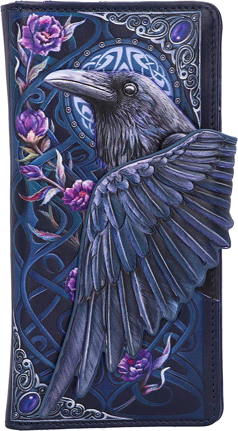 Nemesis Now Ravens Flight Black Wing Geldbörse mit Blumenprägung, Polyurethan,