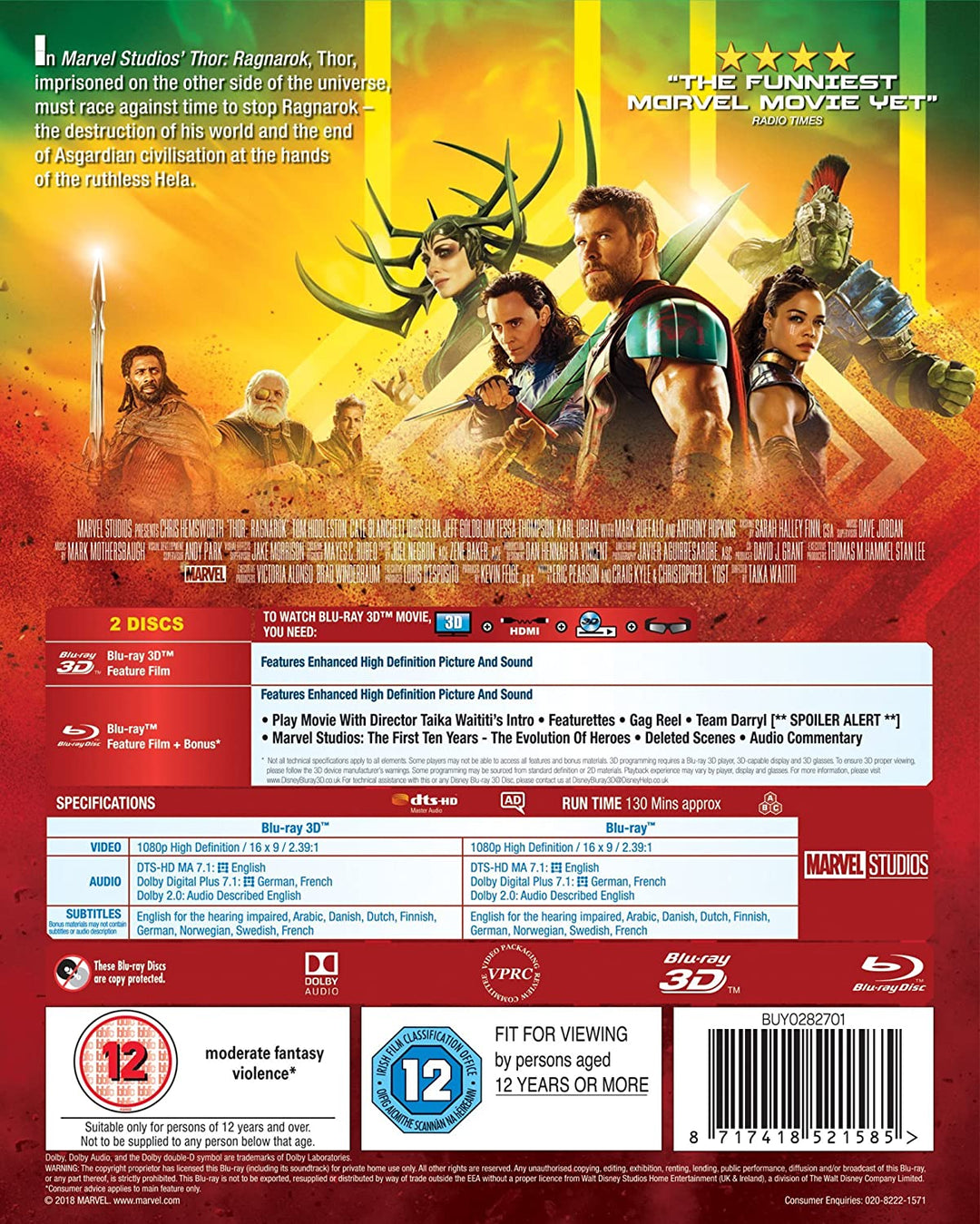 Thor Ragnarok 3D BD – Action/Abenteuer [Blu-Ray]