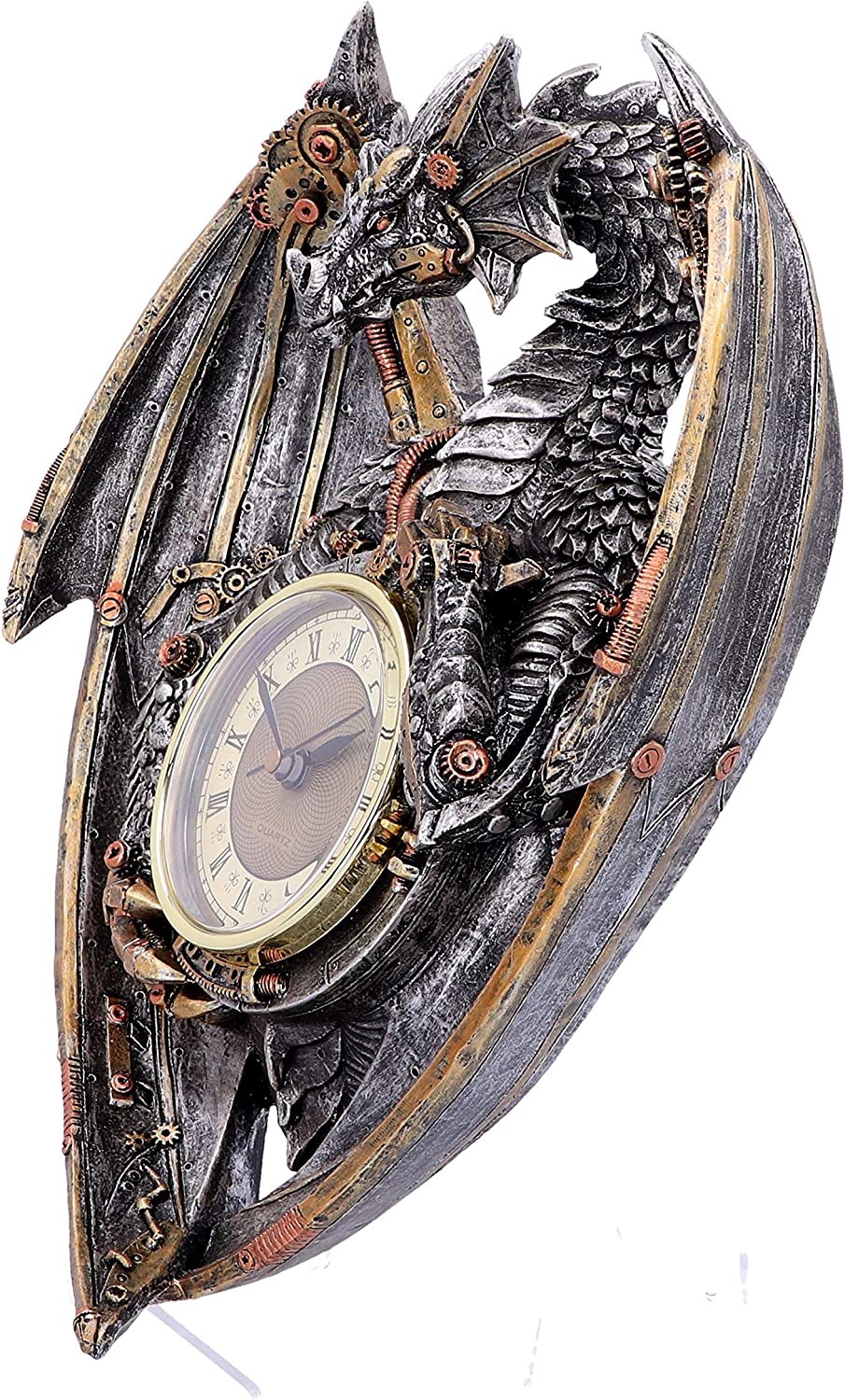 Nemesis Now Dracus Horologium 27,5 cm, Polyresin, Silber