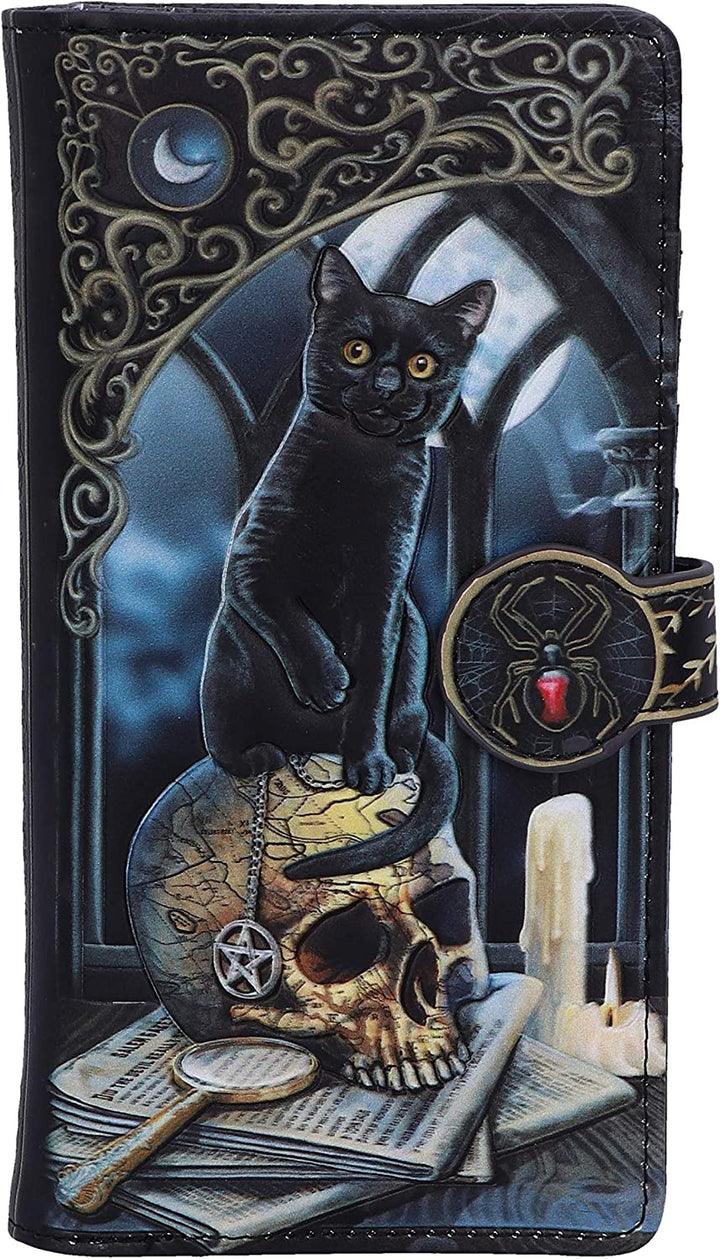 Nemesis Now Lisa Parker Spirits of Salem Geldbörse mit schwarzer Katze und Totenkopfkarte, geprägt, Pol