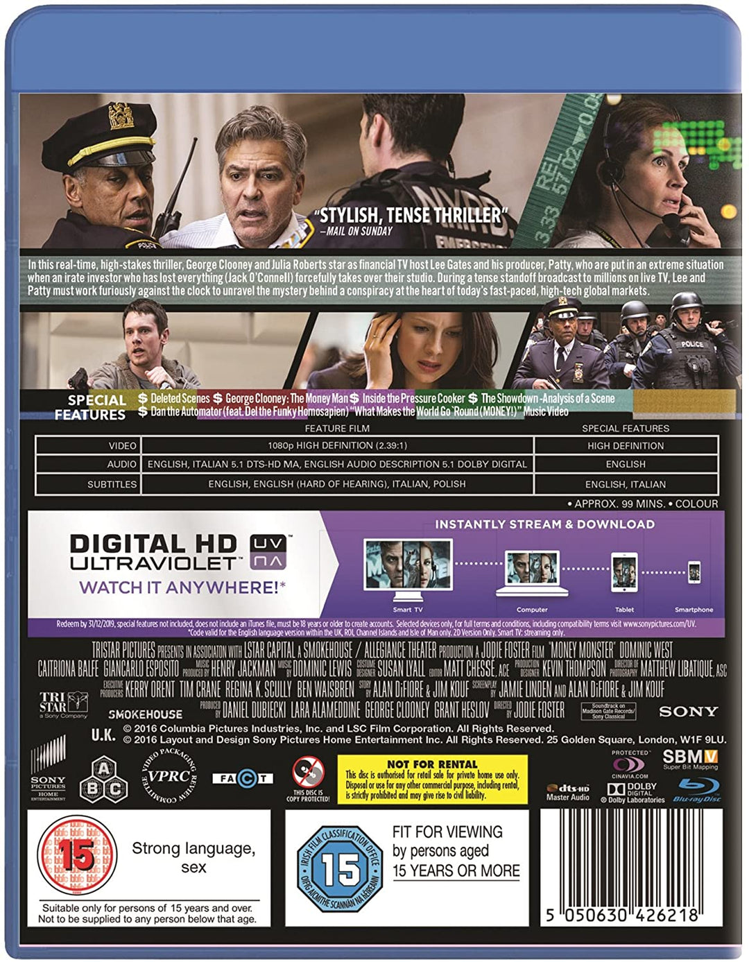 Money Monster [2016] [Regional Free] – Thriller/Drama [Blu-Ray]