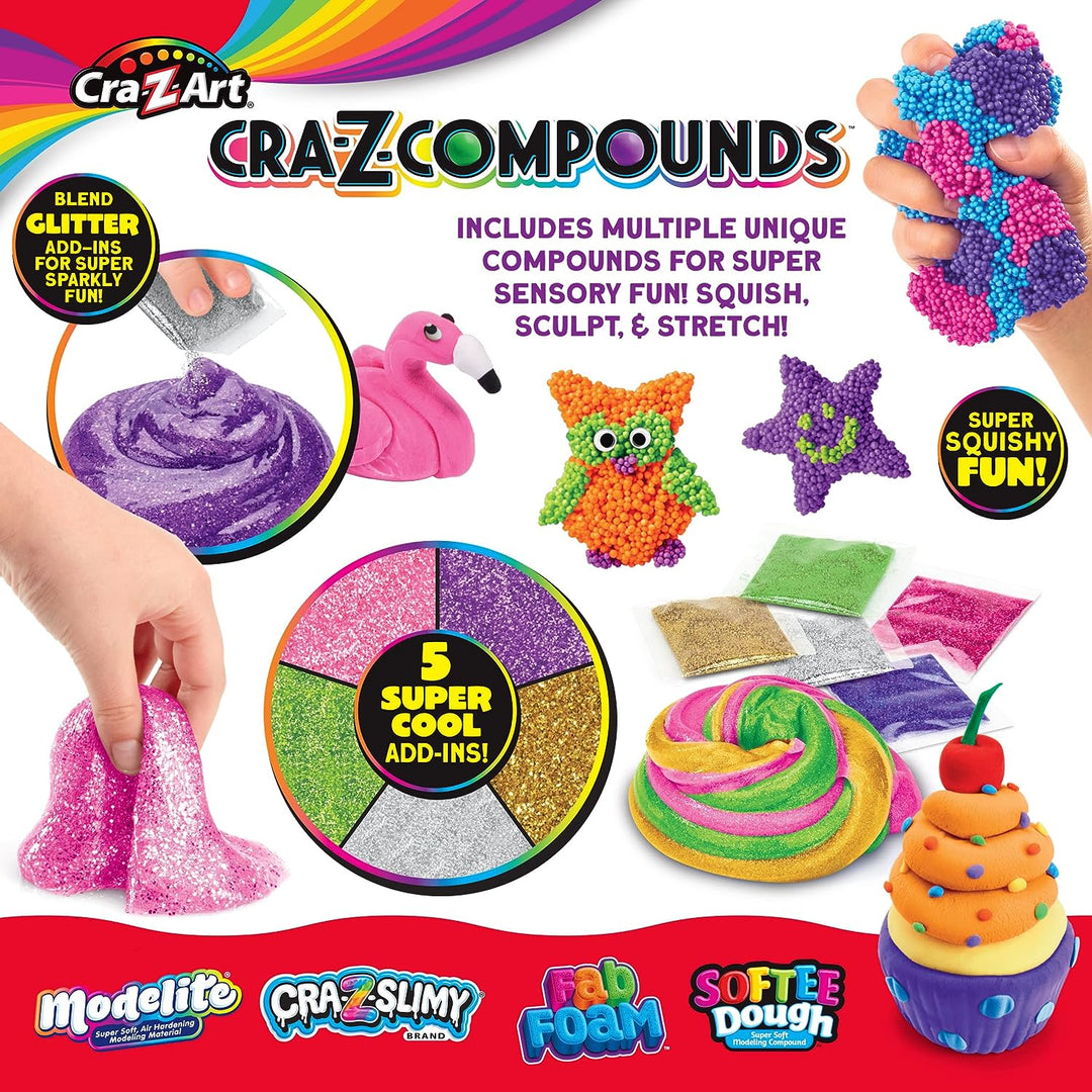 Cra-Z-Slimy Slime Compound Set Toy, 4 compound pack includes multiple unique compounds