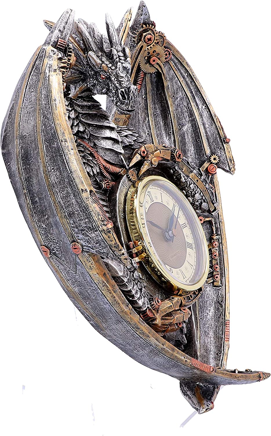 Nemesis Now Dracus Horologium 27,5 cm, Polyresin, Silber