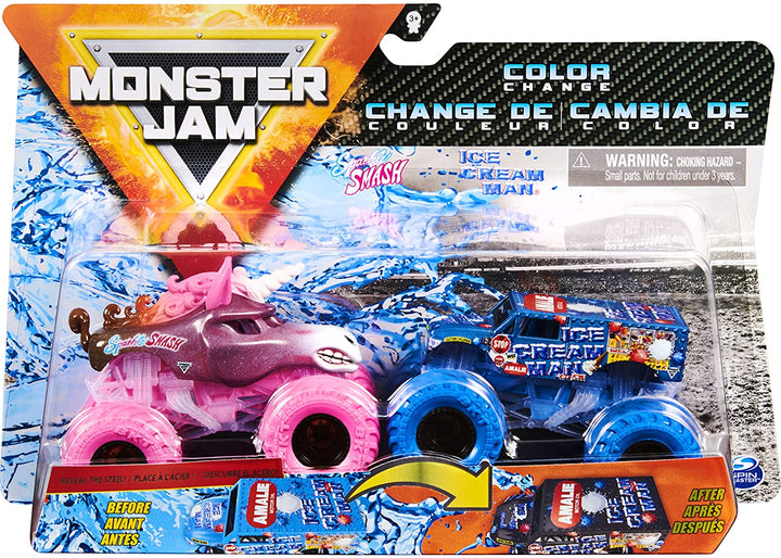 Offizielle Monster Jam Druckguss-Monstertrucks mit Farbwechsel, Maßstab 1:64 (Stile variieren)