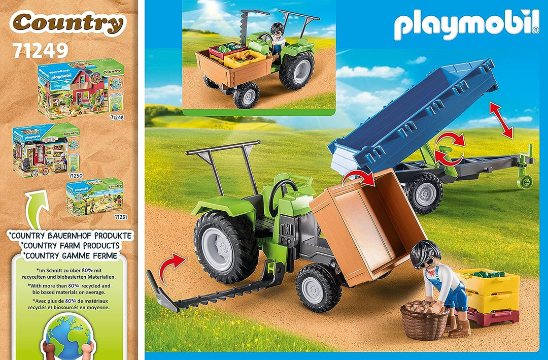 Playmobil Country 71249 Erntetraktor mit Anhänger inkl. Transportboxen, Gr