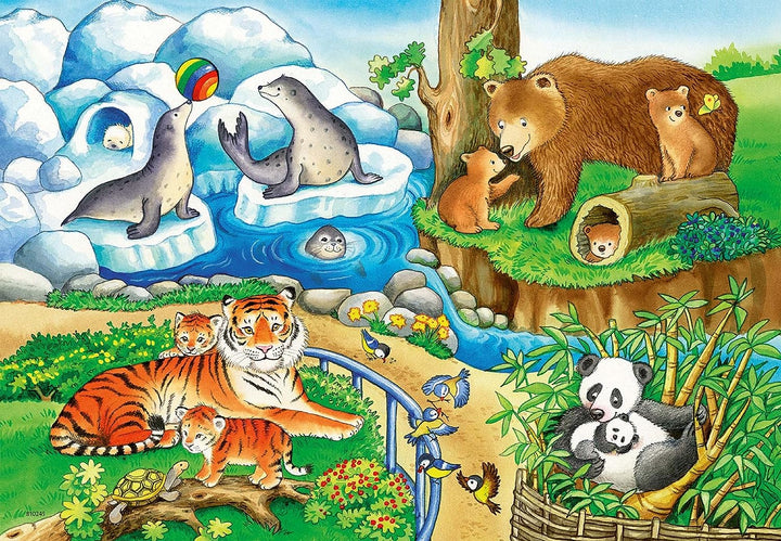 Ravensburger 76024 Puzzle „Tiere im Zoo“ (2 x 12-teilig)