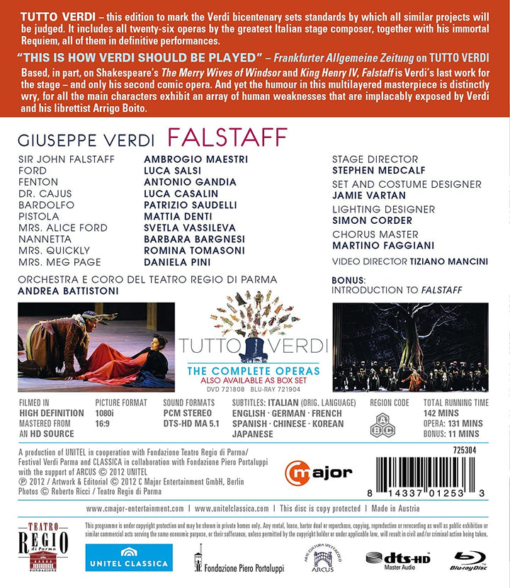 Verdi: Falstaff (Parma 2011) [Ambrogio Maestri, Luca Salsi, Antonio Gandia [C-Dur: 725304] [2013] [Blu-ray]