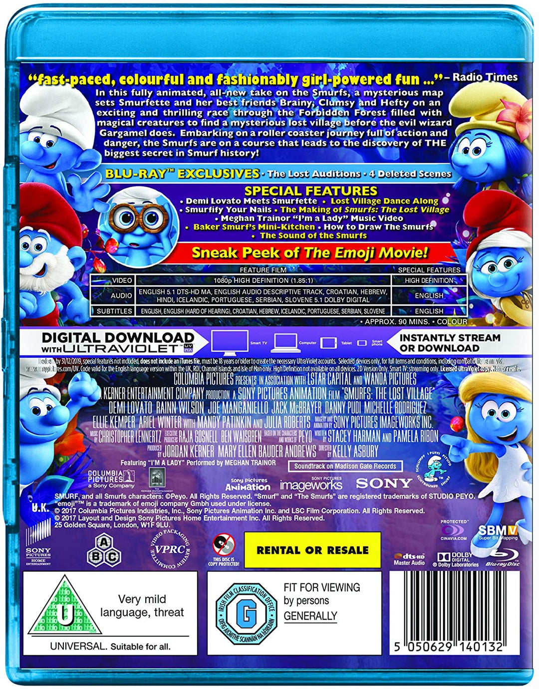 Smurfs: The Lost Village [2017] [Region Free] - Family/Adventure [Blu-ray]