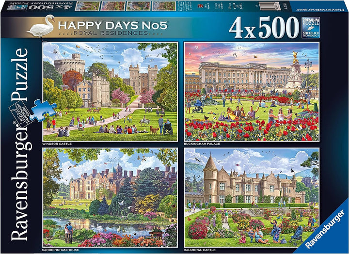 Ravensburger Happy Days Royal Residences 4X 500 Teile Puzzle für Erwachsene &amp;