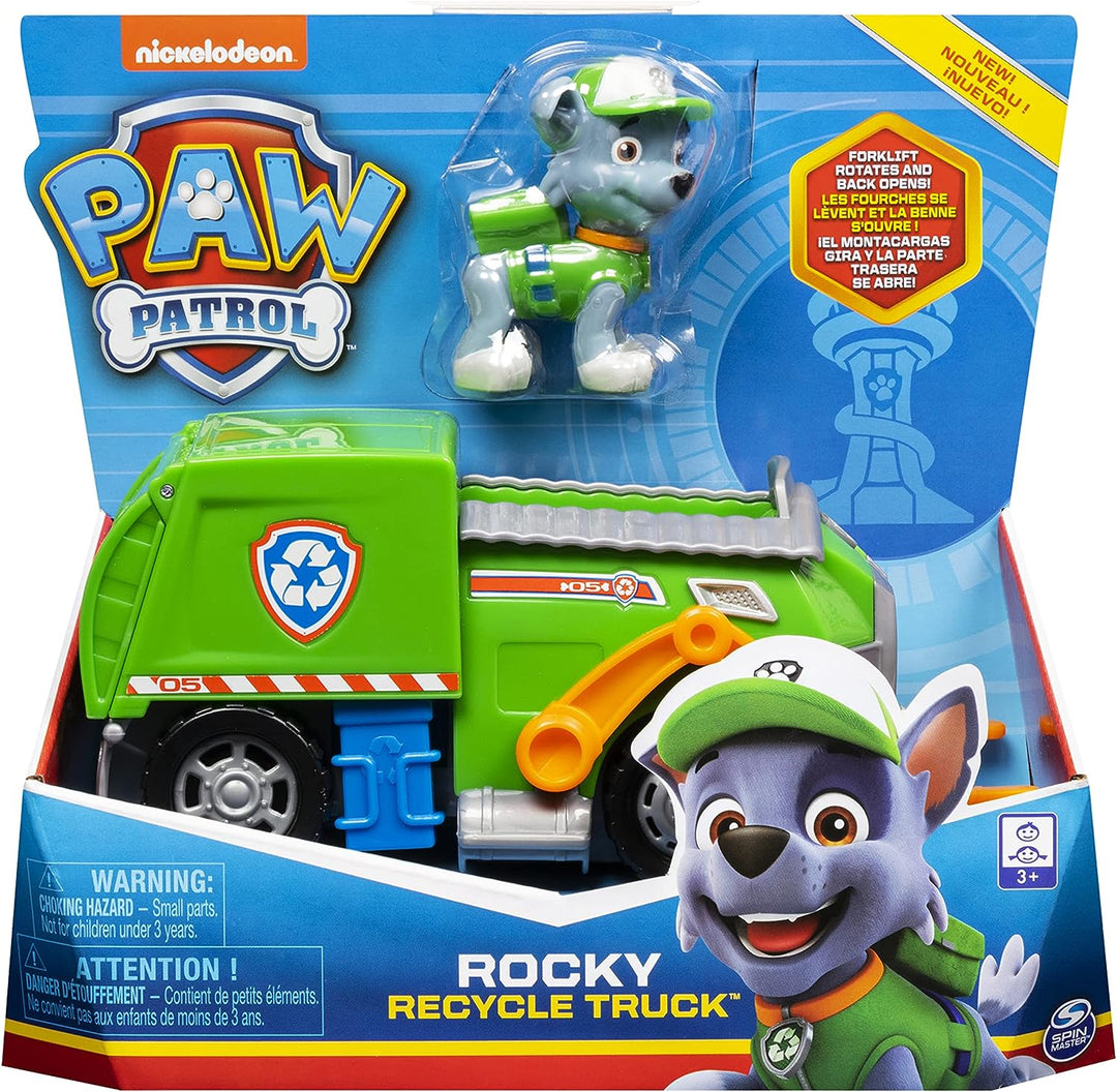 PAW Patrol, Rocky's Recycling-Truck-Fahrzeug mit Sammelfigur, für Kinder ab 1 Jahr