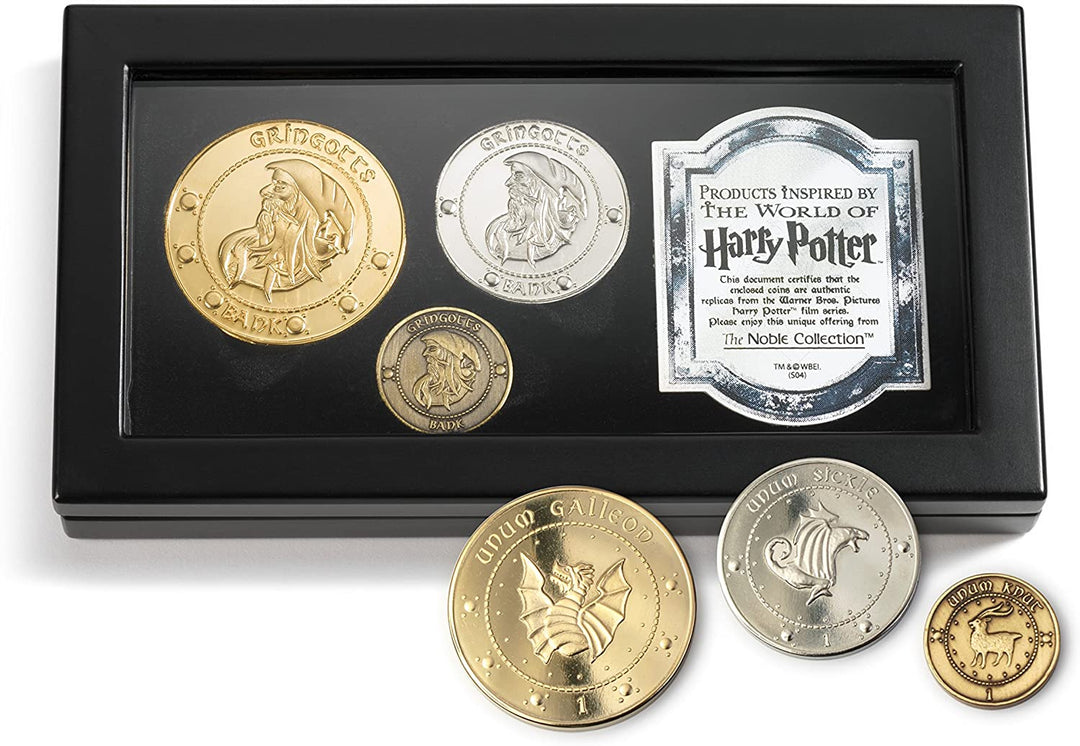 The Noble Collection El juego de monedas coleccionables de la colección de monedas de Gringotts incluye las 3 monedas de Gringotts Bank