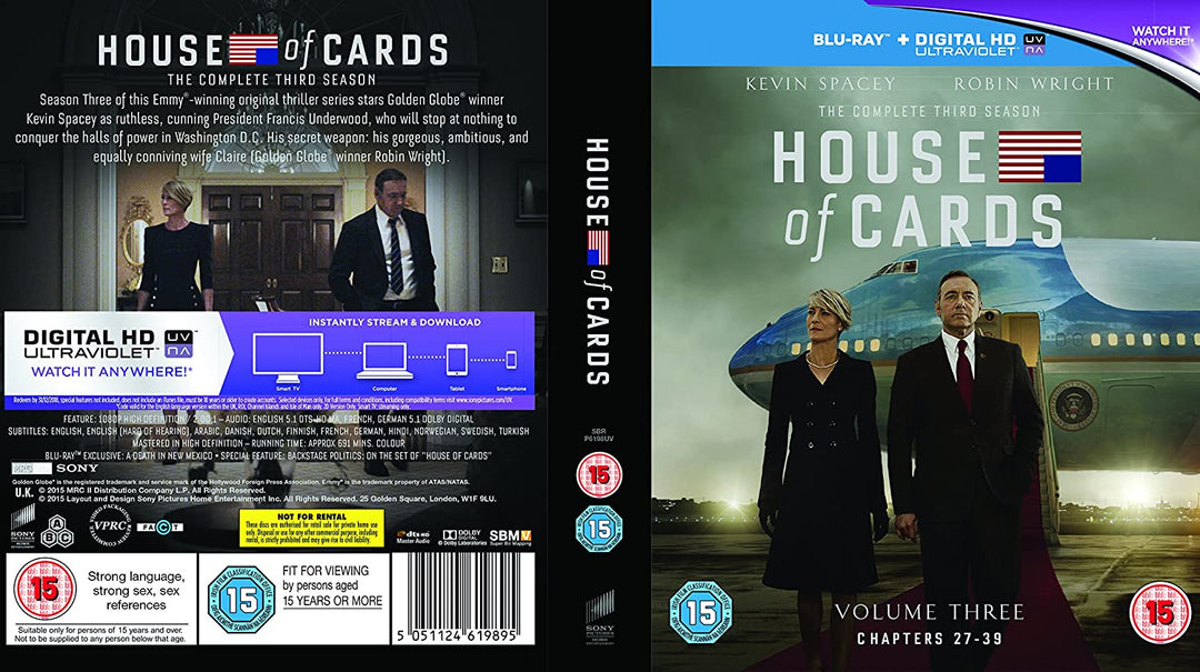 House of Cards - Season 3 [Region Free] - Drama [Blu-Ray]