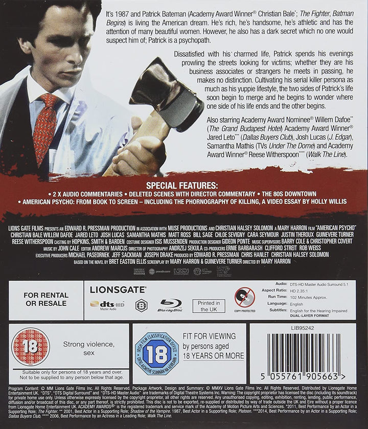 American Psycho [2000] – Horror/Thriller [Blu-ray]