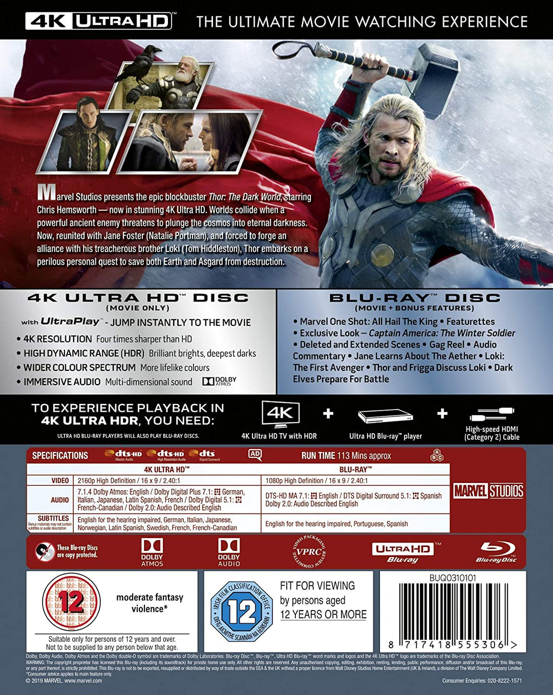 Marvel Studios Thor: The Dark World – Action/Abenteuer [Blu-Ray]