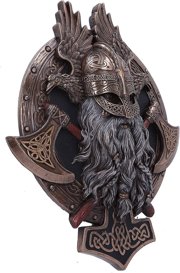 Nemesis Now Bronze für Valhalla Wikinger Axt Hammer Rabe Wandtafel, 27 cm