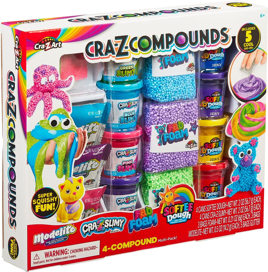 Cra-Z-Slimy Schleim-Compound-Set-Spielzeug, 4-Compound-Packung enthält mehrere einzigartige Kom