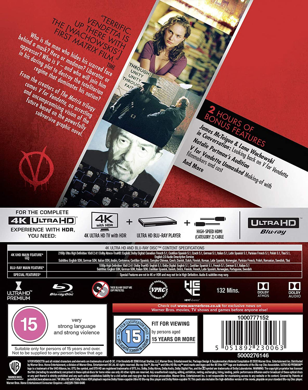 V wie Vendetta [2005] [Region Free] – Action/Thriller [Blu-ray]