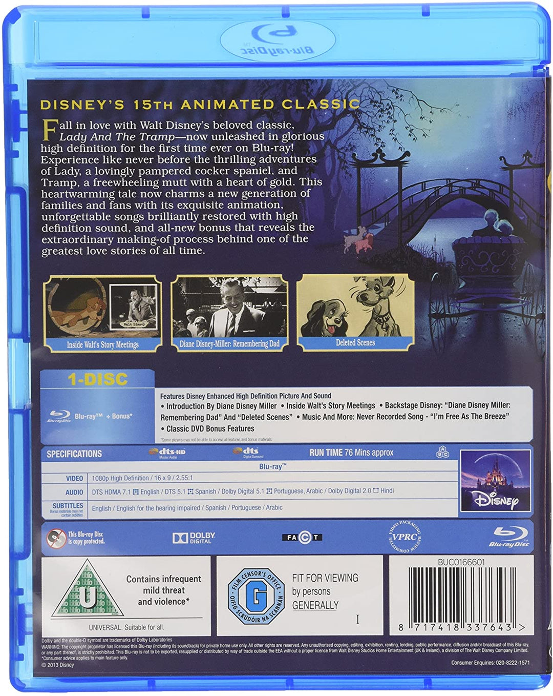 Lady and the Tramp [Region Free] – Musical/Familie [Blu-ray]