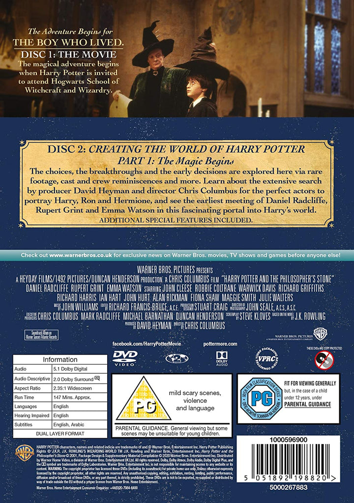 Harry Potter und der Stein der Weisen [Jahr 1] [2016 Edition 2 Disk] [2001] – Fantasy/Familie [DVD]